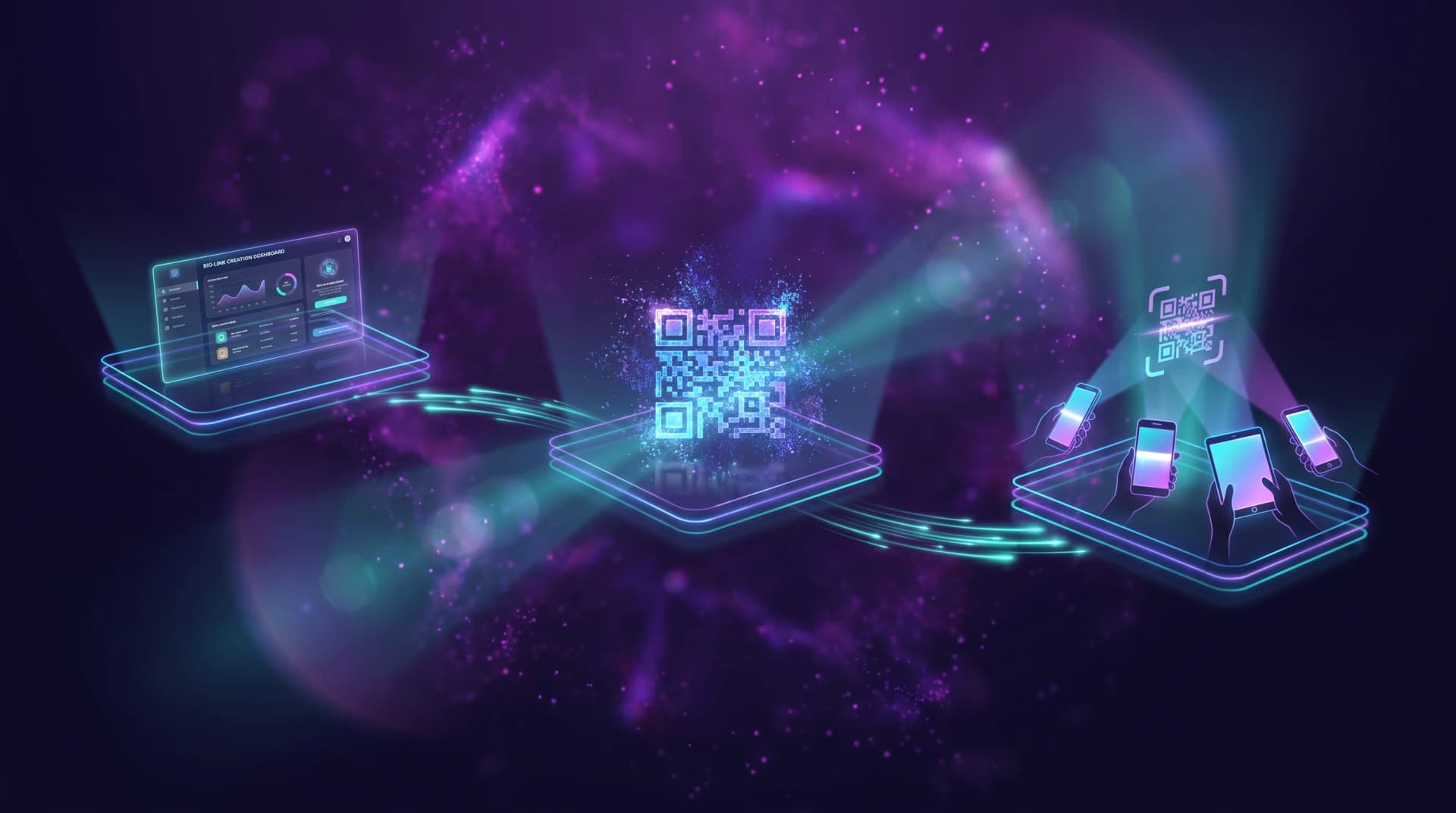 Three-step flow: add links, customize branding, get your QR code